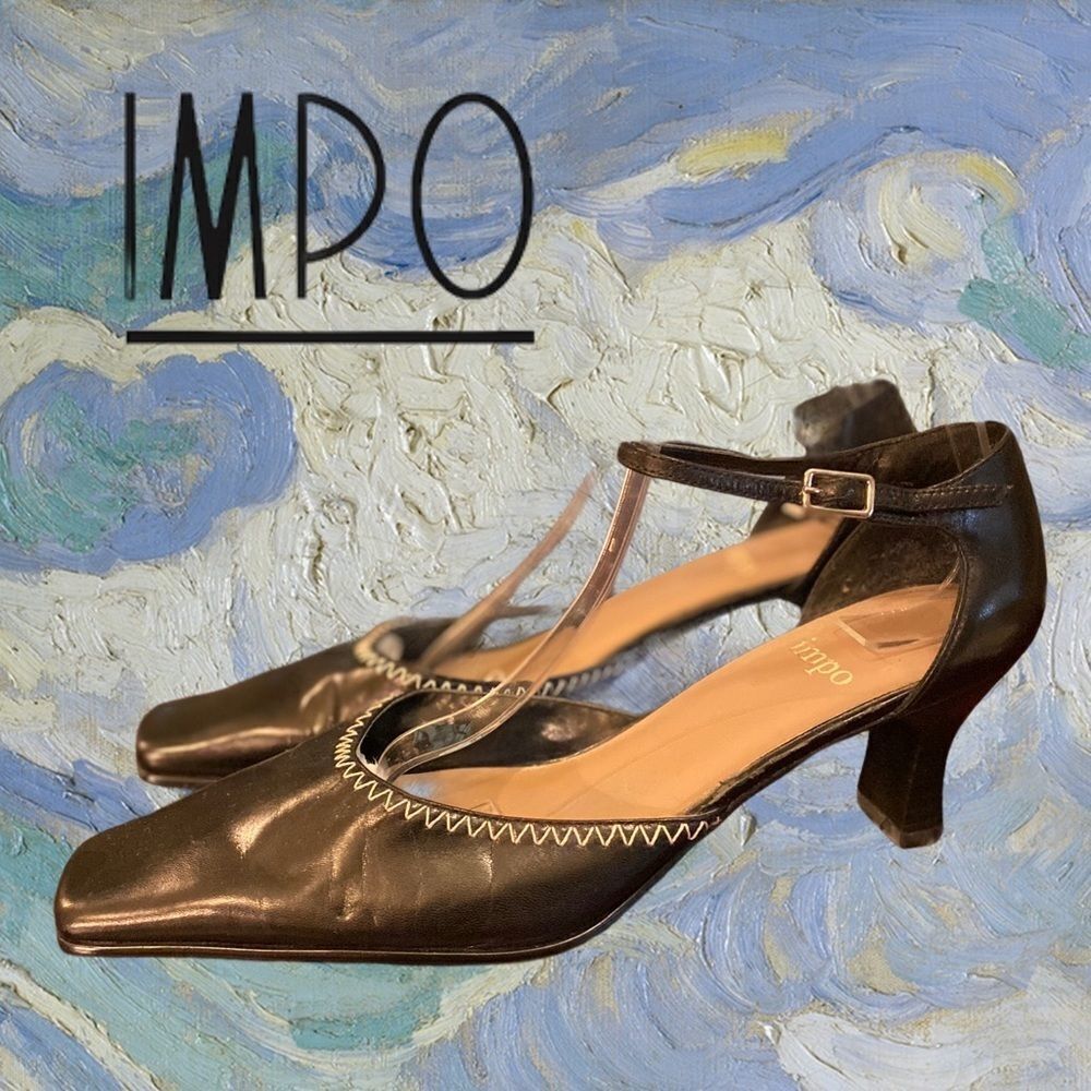 Impo "New Comer" Black Leather Heels 6.5